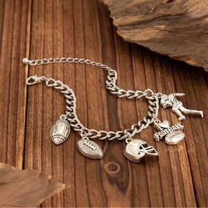 Silver Football Charm Bracelet